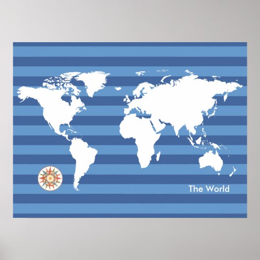 de wereldkaart met strepen poster (Voorkant)