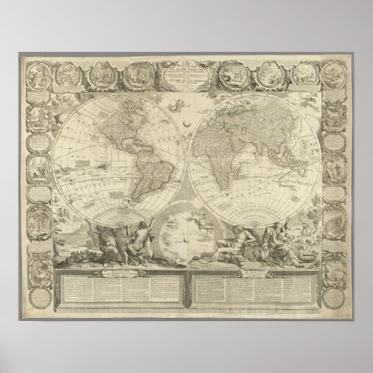 De  Wereldkaart Terrestrial Wereldbol, 1767 Poster (Voorkant)
