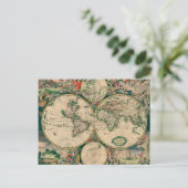 de Wereldkaart van de 17de Eeuw Briefkaart (Staand voorkant)