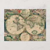 de Wereldkaart van de 17de Eeuw Briefkaart (Voorkant)