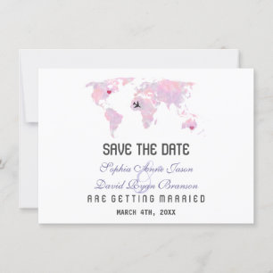 De Wereldkaart van de Bestemming van de douane spa Save The Date