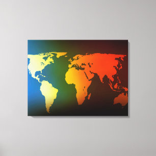 De wereldkaart van de dag en van de nacht canvas afdruk