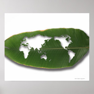 De wereldkaart van de gegeten bladeren poster