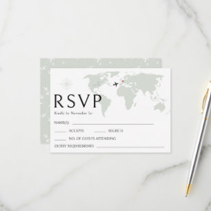 De wereldkaart van het bestemmingshuwelijk RSVP-an RSVP Kaartje