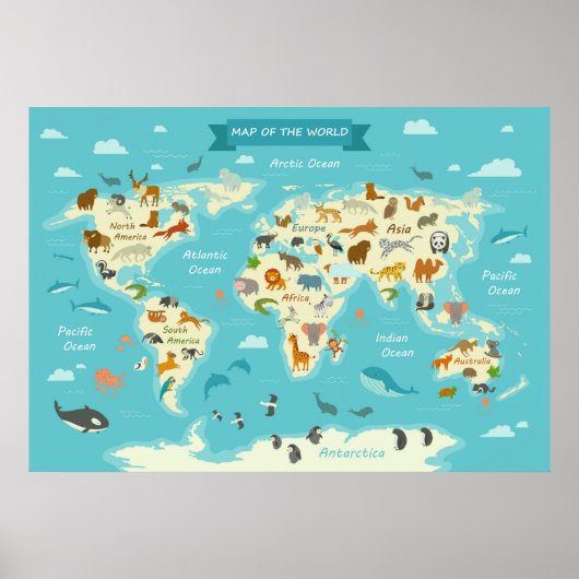 De Wereldkaart van kinderen met het Poster van de (Voorkant)