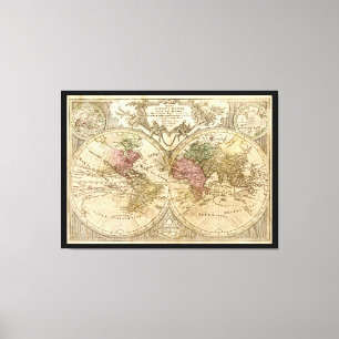 De Wereldkaart van Totius Mundi van Mappa (1775) Canvas Afdruk