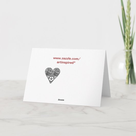 De Werken van de Klok van Steampunk en het Hart Feestdagen Kaart (Achterkant)