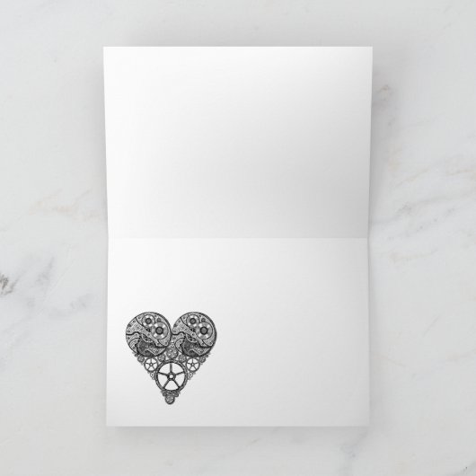 De Werken van de Klok van Steampunk en het Hart Feestdagen Kaart (Binnen)