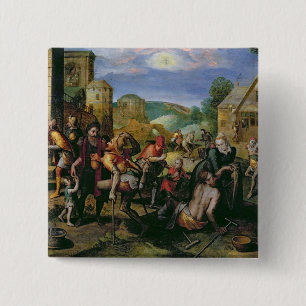 De werken van Mercy Vierkante Button 5,1 Cm