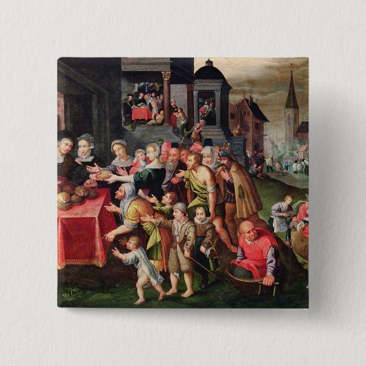 De werken van Mercy Vierkante Button 5,1 Cm (Voorkant)