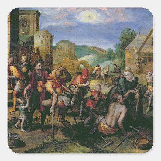 De werken van Mercy Vierkante Sticker (Voorkant)