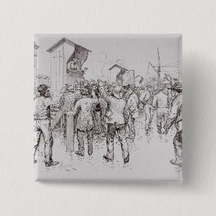 De werklozen in Londen Vierkante Button 5,1 Cm