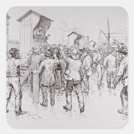 De werklozen in Londen Vierkante Sticker (Voorkant)