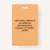 de werknemersfoto van de bodem, streepjescode, log badge (Achterkant)