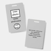 de werknemersfoto van de bodem, streepjescode, log badge (Voor- en achterkant)