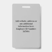 de werknemersfoto van de bodem, streepjescode, log badge (Achterkant)