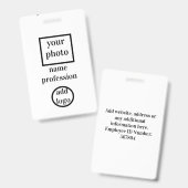 de werknemersfoto van de bodem, streepjescode, log badge (Voor- en achterkant)