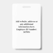 de werknemersfoto van de bodem, streepjescode, log badge (Achterkant)