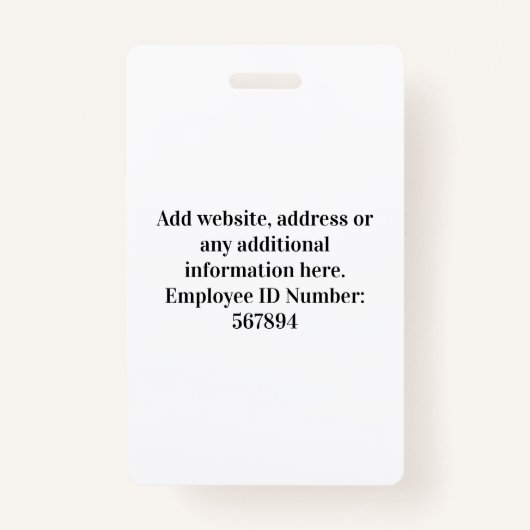 de werknemersfoto van de bodem, streepjescode, log badge (Achterkant)