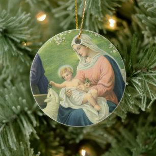 De werkplaats van Jozef met Maria en het kindje Je Keramisch Ornament