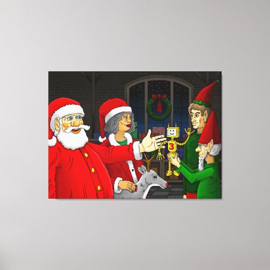 De werkplaats van Sinterklaas op de Noordpool Canvas Afdruk (Voorkant)