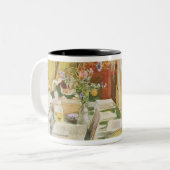 De werkruimte, café. in "Lasst Licht Hinin" ("Let  Tweekleurige Koffiemok (Voorkant links)