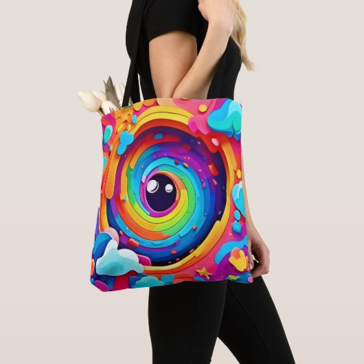 De wervelwind van kleurrijke verbeelding tote bag (Dichtbij)
