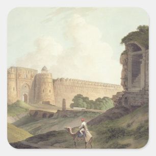 De Westerne ingang van Shere Shah's Fort, Delhi, Vierkante Sticker