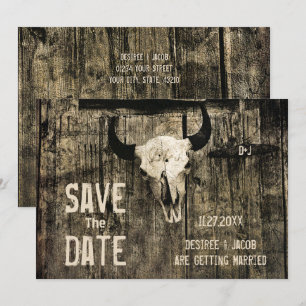 De Westerne Koe van het huwelijk Rustic slaat de D Save The Date