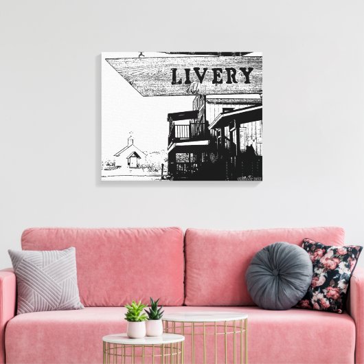 De Westerne stad Livery Canvas Afdruk (Insitu (Woonkamer))