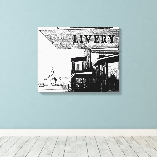 De Westerne stad Livery Canvas Afdruk (Insitu (Houten vloer))