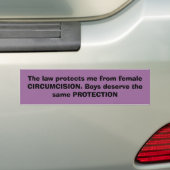 De wet beschermt mij tegen vrouw CIRCUMCISION. B.. Bumpersticker (Op auto)