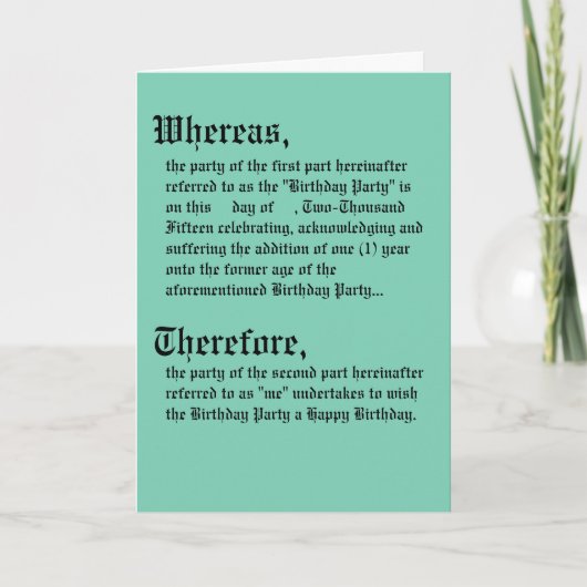 De wettelijke Kaart van de Verjaardag van het (Voorkant)