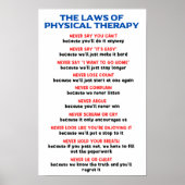 De wetten van fysiotherapie - Grappig Motivatie Poster (Voorkant)