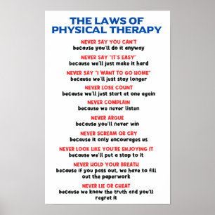 De wetten van fysiotherapie - Grappig Motivatie Poster