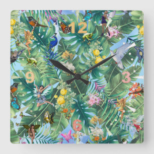 De Whimsical Fantasy World Vierkante Klok