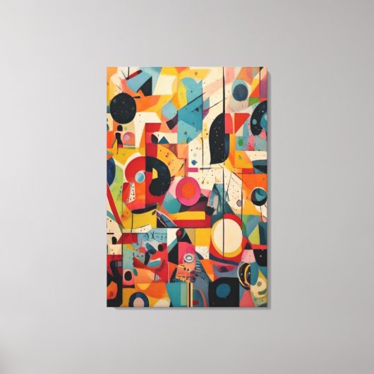 De Whimsical Mid-Century Abstracte Vormen Canvas Afdruk (Voorkant)