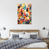 De Whimsical Mid-Century Abstracte Vormen Canvas Afdruk (Insitu (Slaapkamer))