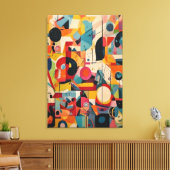De Whimsical Mid-Century Abstracte Vormen Canvas Afdruk (Insitu (Woonkamer))