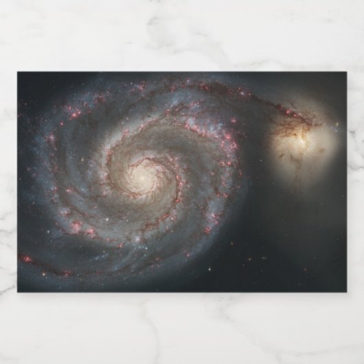 De Whirlpool Galaxy M51 & Companion in de ruimte Sparkling Wijnetiket (Enkel label)