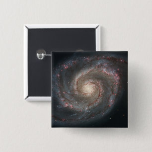 De Whirlpool Galaxy M51 & Companion in de ruimte Vierkante Button 5,1 Cm