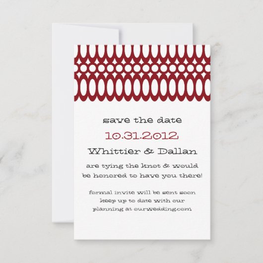 De Whittier-aankondiging Save The Date (Voorkant)