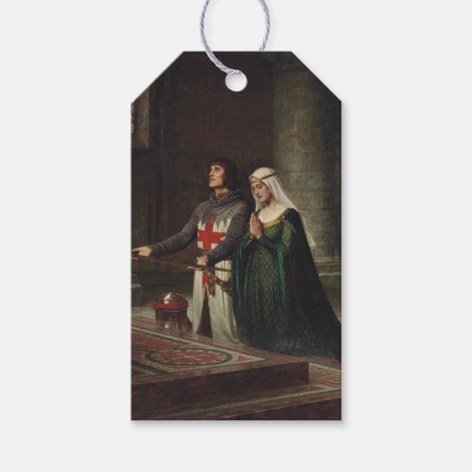 De Widmung (Middeleeuwse Ridder en Zijn Dame) Cadeaulabel (Voorkant)