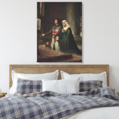 De Widmung (Middeleeuwse Ridder en Zijn Dame) Canvas Afdruk (Insitu (Slaapkamer))