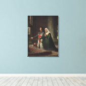De Widmung (Middeleeuwse Ridder en Zijn Dame) Canvas Afdruk (Insitu (Houten vloer))