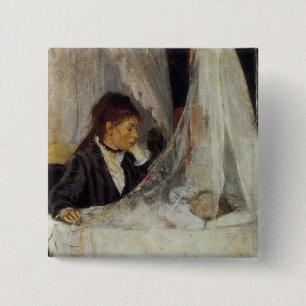 De wieg van Berthe Morisot Vierkante Button 5,1 Cm