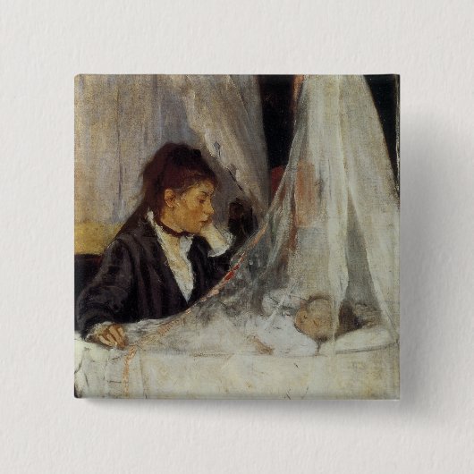 De wieg van Berthe Morisot Vierkante Button 5,1 Cm (Voorkant)
