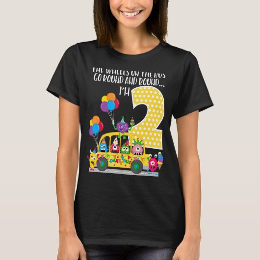 De wielen op de bus, 2e verjaardag, 2 jaar oud t-shirt (Voorkant)