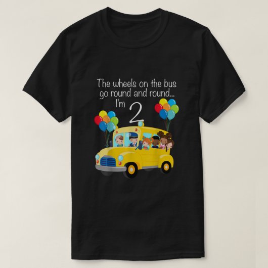 De wielen op de bus 2e verjaardag 2 jaar oud t-shirt (Design voorkant)