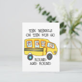 De wielen op de bus briefkaart (Staand voorkant)